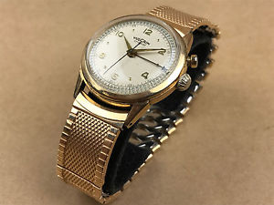Vulcain Cricket 1950s Alarm Watch 10K Gold Filled Wrist Watch Beautiful Dial