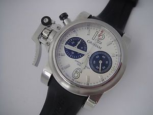 GRAHAM CHRONOFIGHTER OVERSIZE STEEL CHRONOGRAPH  AUTOMATIC PANDA DIAL Box Papers