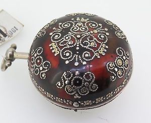 C1700 PIERRE TOLLOT TORTOISESHELL SILVER CHAMPLEVE PAIR CASED VERGE POCKET WATCH