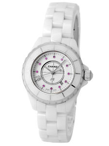 Free Shipping Pre-owned CHANEL White Ceramic 33mm 2008 Ginza Boutique Limited