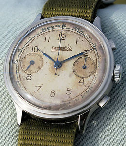 INTROVABILE ORIGINALE chronograph EBERHARD acciaio storico anni '30 anse fisse