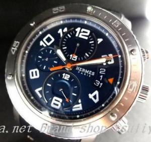 Hermes Clipper Chronograph Diver CP2.941 CP 2.941 Titanium Watch Used Navy Blue