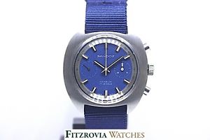 1970s Sandoz Valjoux 7733 New Old Stock Manual Chronograph 40mm Blue Dial