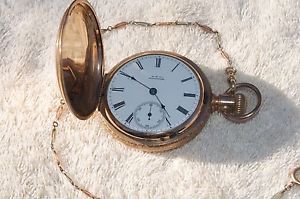 1880 A. W. Co. Waltham 18K Yellow Gold Pocket Watch and 14K Yellow and White Gol