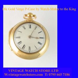 Mint 18k Gold Fusee Verge London  P-Case Watch, made by Watch-Maker to King 1766