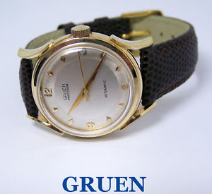 Vintage 14k GRUEN PRECISION 23J Mens Automatic Watch Cal 480SS c.1950s* EXLNT