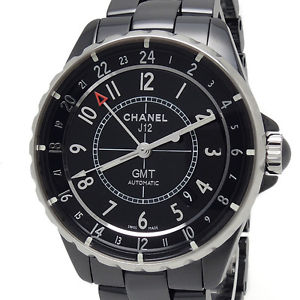 Free Shipping Pre-owned CHANEL J12 38 mm GMT Black Ceramic H3102 Automatic Roll