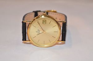 W191- CONCORD QUARTZ 14K CHAMPAGNE GOLD DRESS WATCH WITH DATE, Excellent!