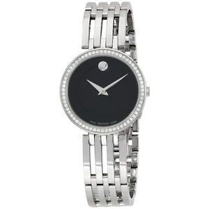 Movado Esperanza Black Dial Stainless Steel Ladies Watch 0607052