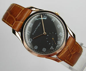 Vintage Girard Perregaux, 18 kts pink gold, great curved lugs, excellent, 50's