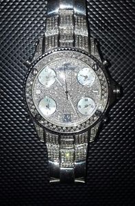 Iced Out Men's 5 Time Zone Technolink Diamond Watch