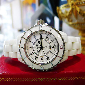 Ladies CHANEL J12 White Arabic Dial Round 34mm White Ceramic Watch
