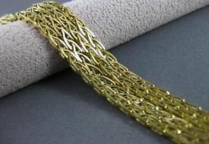 ESTATE WIDE LONG 18KT YELLOW GOLD 4 ROW BYZANTINE FLOATING BRACELET SHARP #19791