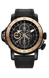 Glycine Men's 3921.996.LB99B Airman Airfighter 46mm Automatic Chronograph GMT