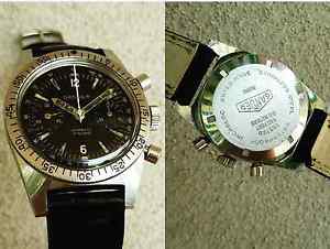 Vintage Gander diver plongeur chronograph valjoux 92 all steel screw back 36mm