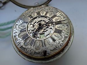 ANTIQUE FUSEE SILVER RARE DIGITAL CALENDAR REPOUSSE  POCKET WATCH MARTINEAU !