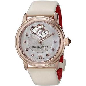 FREDERIQUE CONSTANT WOMEN'S 34MM WHITE SATIN BAND AUTOMATIC WATCH FC-310WHF2P4