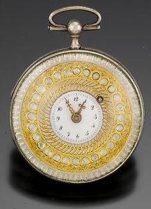 Swiss Unsigned .800 Silver Man’s Pocket Watch CA1810s with Fancy Gold Dial
