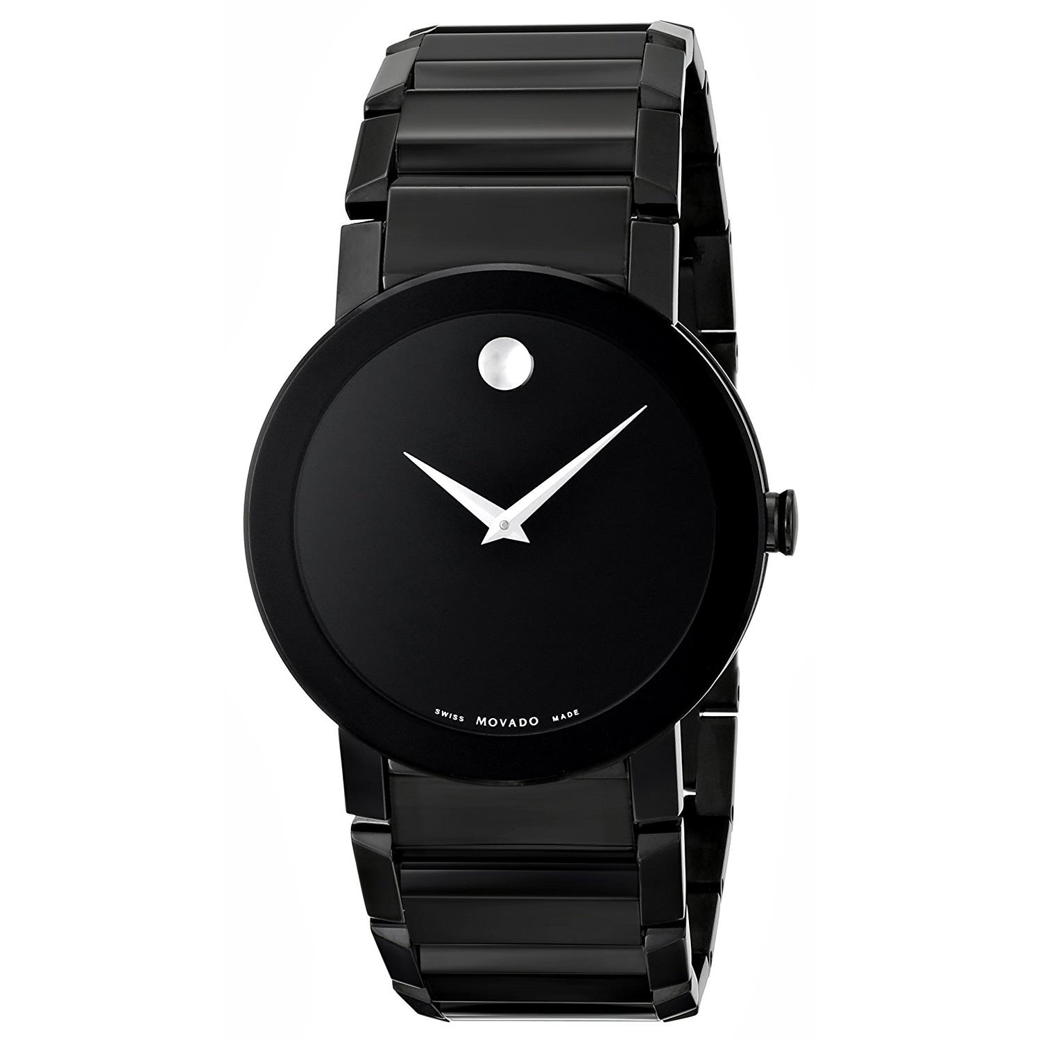 MOVADO MEN'S 38MM BLACK STEEL BRACELET & CASE SWISS QUARTZ WATCH 0606307