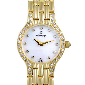 Concord Womens 18K Yellow Gold Diamond Quartz Watch