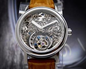 Handcrafted "Meteorite Tourbillon" Stainless Steel watch mechanical movement