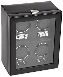 WOLF 270602 Heritage Four Piece Watch Winder with Cover Black