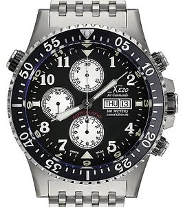 Xezo Air Commando Divers, Pilots Swiss Automatic Valjoux 7750 Chronograph Watch,