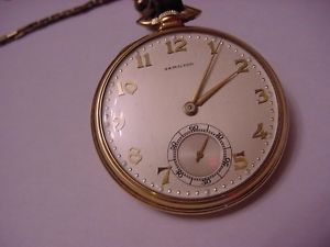 VINTAGE Mint HAMILTON 21J GRADE 921 Size 10 MODEL 14K YELLOW GOLD POCKET WATCH