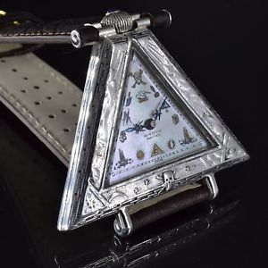 Masonic Triangle Antique Swiss High Grade Trench Watch Solid Silver WW1 military