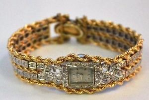 W259-Vintage Hamilton Ladies 14K Two Tone Gold, Diamond Watch