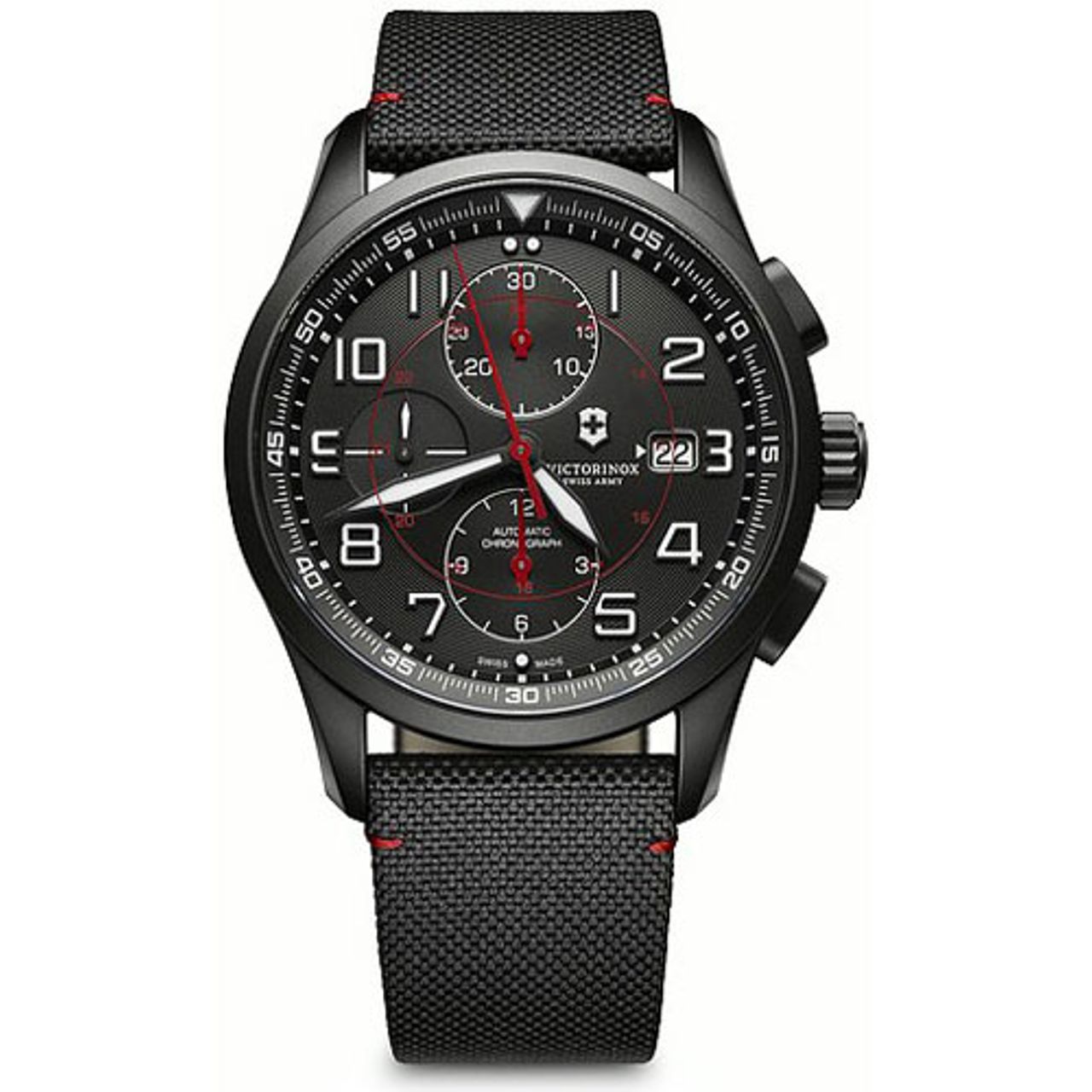 Victorinox 241721 Mens Black Dial Analog Quartz Watch with Canvas Strap