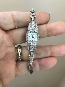 vintage ladies platinium and diamond watch