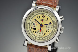 Cuervo Y Sobrinos Torpedo Pulsometro Stainless Steel Chronograph 42MM A3012