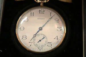 Superb HOWARD 14kt Solid Gold Pocket Watch 17 Jewels & Chain Original Box