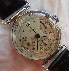 Valjoux 71 Chronograph mens wristwatch nickel chromiun case swing lugs 36,5 mm.