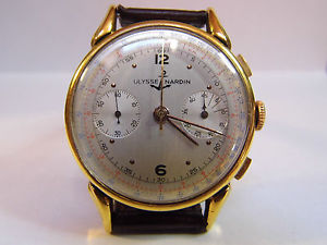 HAU Ulysse Nardin Chronograph Handaufzug läuft Valjoux 22 Vintage vergoldet