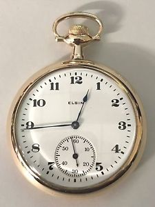 Elgin Vintage Antique Pocket Watch in Solid 14KT Yellow Gold Mechanical Movement