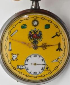 19th C. Imperial Russian Masonic Skull&Bones Memento Mori Urania pocket watch