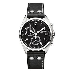 Hamilton H64615735 Mens Black Dial Analog Automatic Watch with Leather Strap