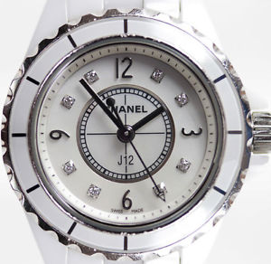 Free Shipping Pre-owned CHANEL J12 33mm H2422 Ceramic White Quartz Shell Dial