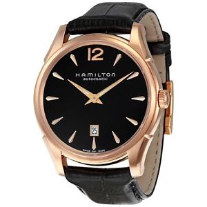 Hamilton H38645735 Mens Black Dial Analog Automatic Watch with Leather Strap