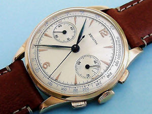 ZENITH 18K GOLD CAL.156 COLUMN WHEEL CHRONOGRAPH OVERSIZE 38MM SPLENDID!
