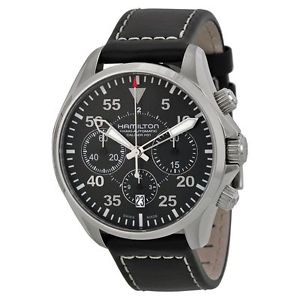Hamilton H646666735 Mens Black Dial Analog Automatic Watch with Leather Strap