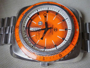 Vintage FAVRE LEUBA DEEP BLUE US. DIVER´S 500m. Orange dial, Swiss made