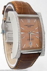 Mens Cuervo y Sobrinos Watch "Autorecargante" w/ Diamond Bezel