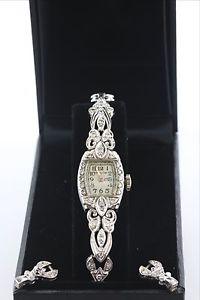 Antique Hamilton Platinum & 1.04ct Diamond Automatic Watch-Extra Links-Serviced