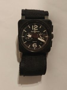 Bell and Ross Aviation Type Military Black Dial Chronograph Mens Watch BR03-94-S