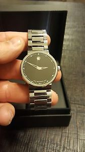 Movado Dura 0606433 Tungsten Carbide Mens Watch Black Dial New without tags