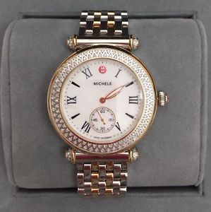 $2200 NWT AUTHENTIC MICHELE Caber Diamond MOP Two Tone Gold Watch MWW16A000066