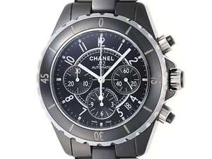 Free Shipping Pre-owned CHANEL J12 Chronograph Black Automatic 430 Mens